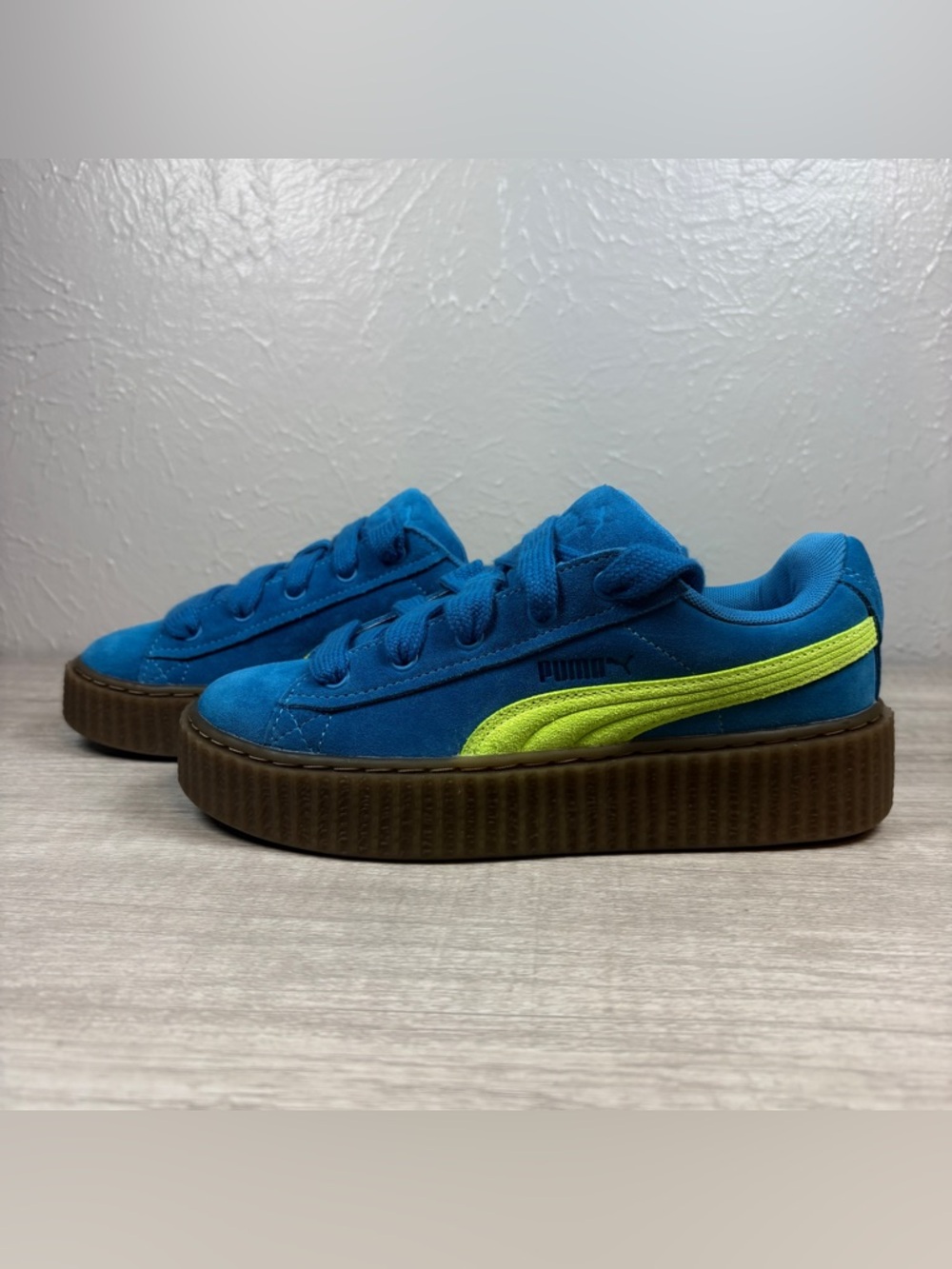 Puma Fenty X Creeper Phatty Speed Blue Lime Gum Suede Sneakers Women Size 6 NWOB
